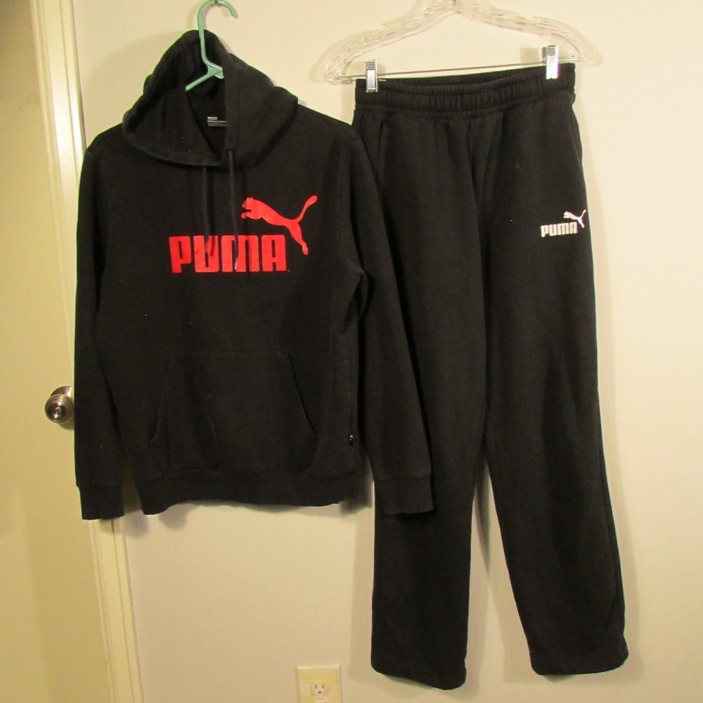 Puma Logo Black Hoodie & Sweatpants